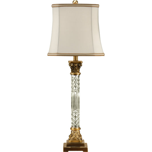 Crystal Column Lamp by Wildwood in clear. Made from crystal, glass in a traditional style.