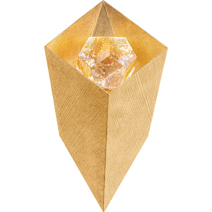 Conch Wall Sconce by Corbett in vintage gold leaf. Made from iron in a modern style.