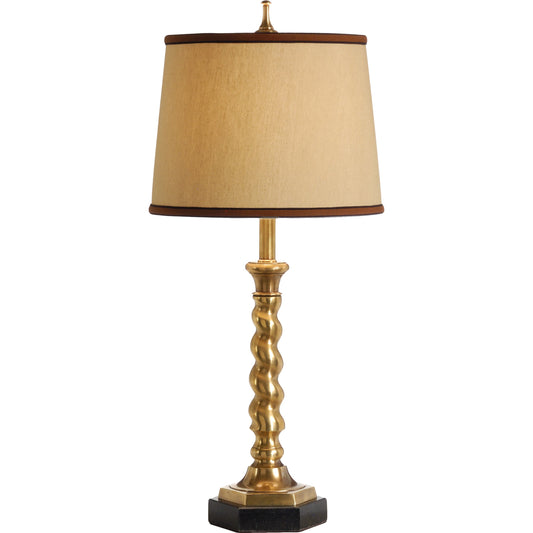 Rope Twist Candlestick Lamp by Wildwood in polished, natural black. Made from brass in a traditional style.