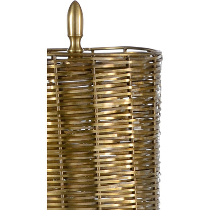 Milo Lamp by Wildwood in tarnished brass, natural black. Made from metal in a modern style.