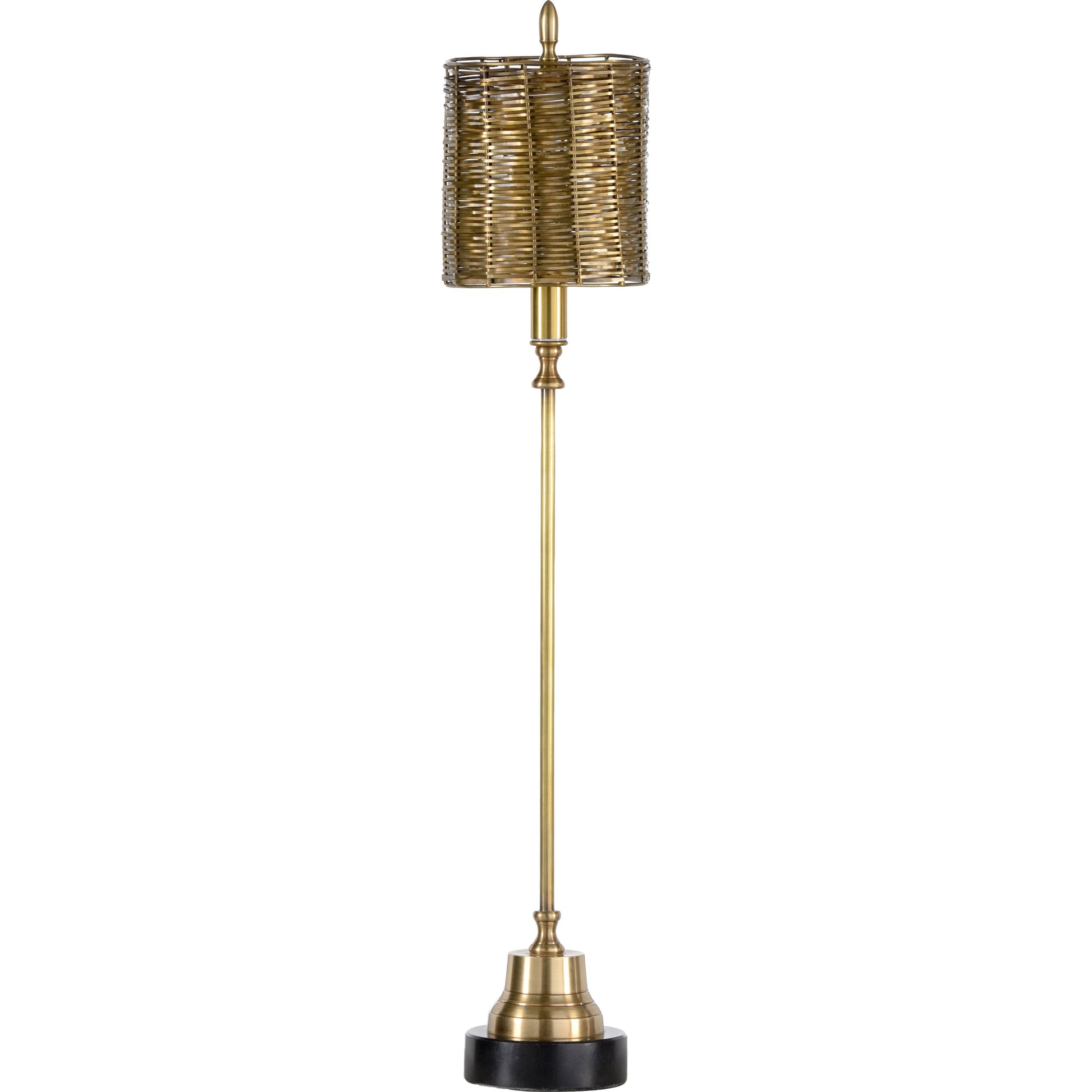 Milo Lamp by Wildwood in tarnished brass, natural black. Made from metal in a modern style.