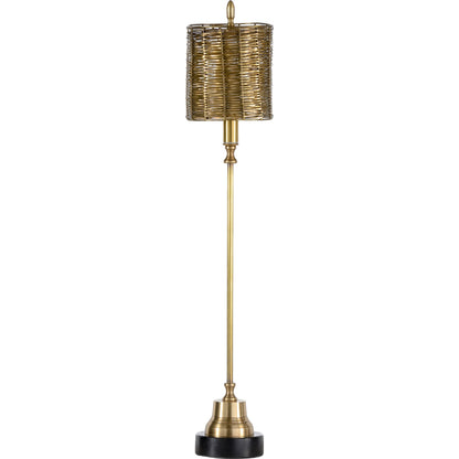 Milo Lamp by Wildwood in tarnished brass, natural black. Made from metal in a modern style.