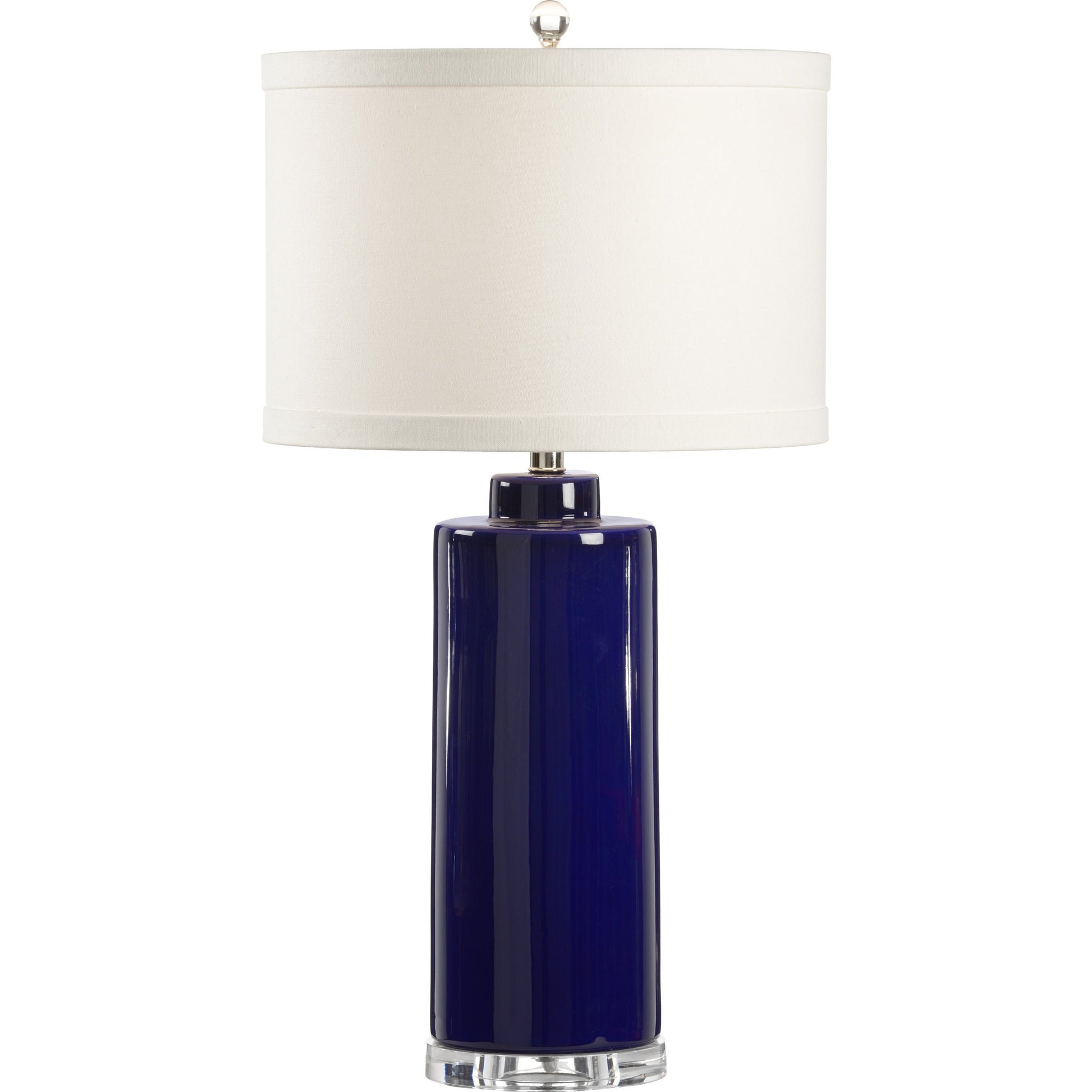 Edith Lamp by Wildwood in royal blue crackle glaze, clear. Made from ceramic, porcelain in a modern style.