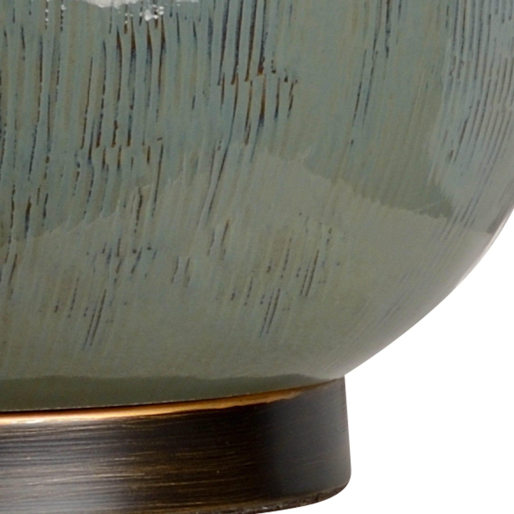 Fig Lamp by Wildwood in moss green glaze, black. Made from ceramic, porcelain in a modern style.