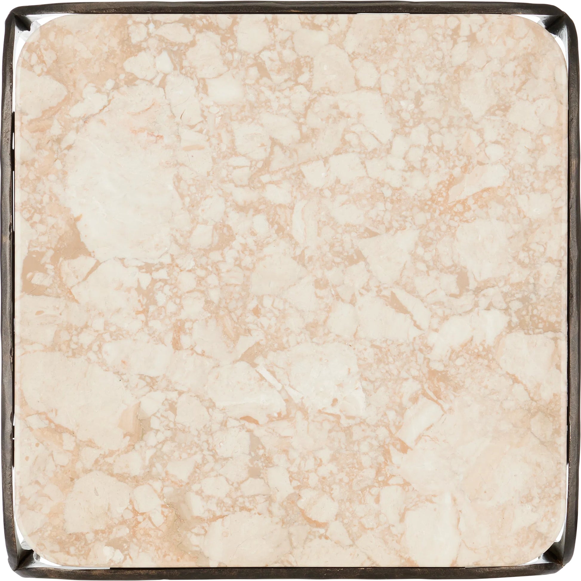 Crema Side Table by Currey and Company in natural, bronze. Made from marble, iron in a modern style.