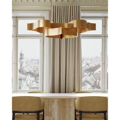 Grand Lotus Oval Chandelier by Currey and Company. Made from wrought iron in a modern style.