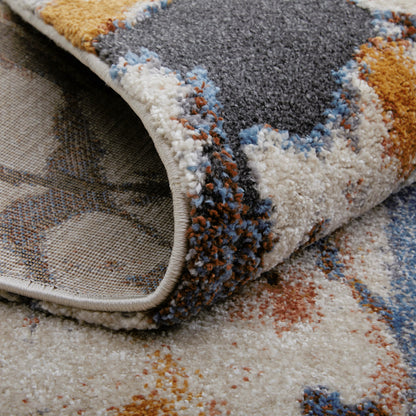 Gilmore Rug - 39MPF by Feizy in blue, orange, gray. Made from polypropylene in a unique style.