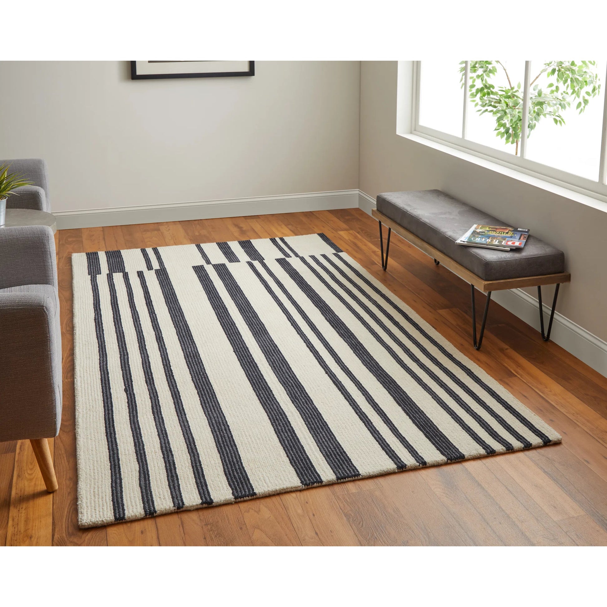 Maguire Transitional Rug - 8901F by Feizy in ivory, black. Made from wool, nylon in a unique style.