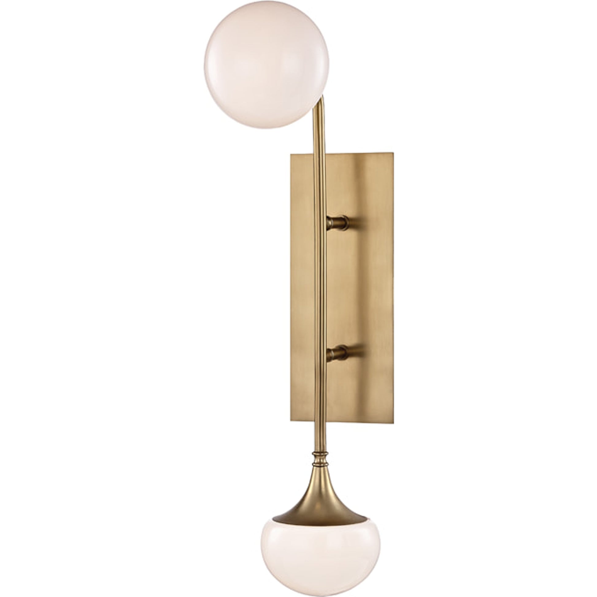 Fleming Wall Sconce by Hudson Valley in aged brass. Made from steel in a transitional style.