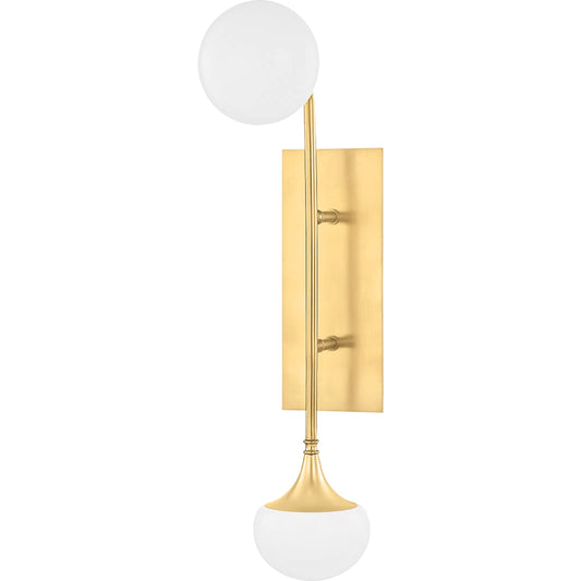 Fleming Wall Sconce by Hudson Valley in aged brass. Made from steel in a transitional style.