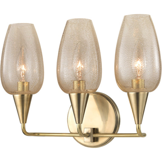 Longmont Wall Sconce by Hudson Valley in aged brass. Made from steel in a transitional style.