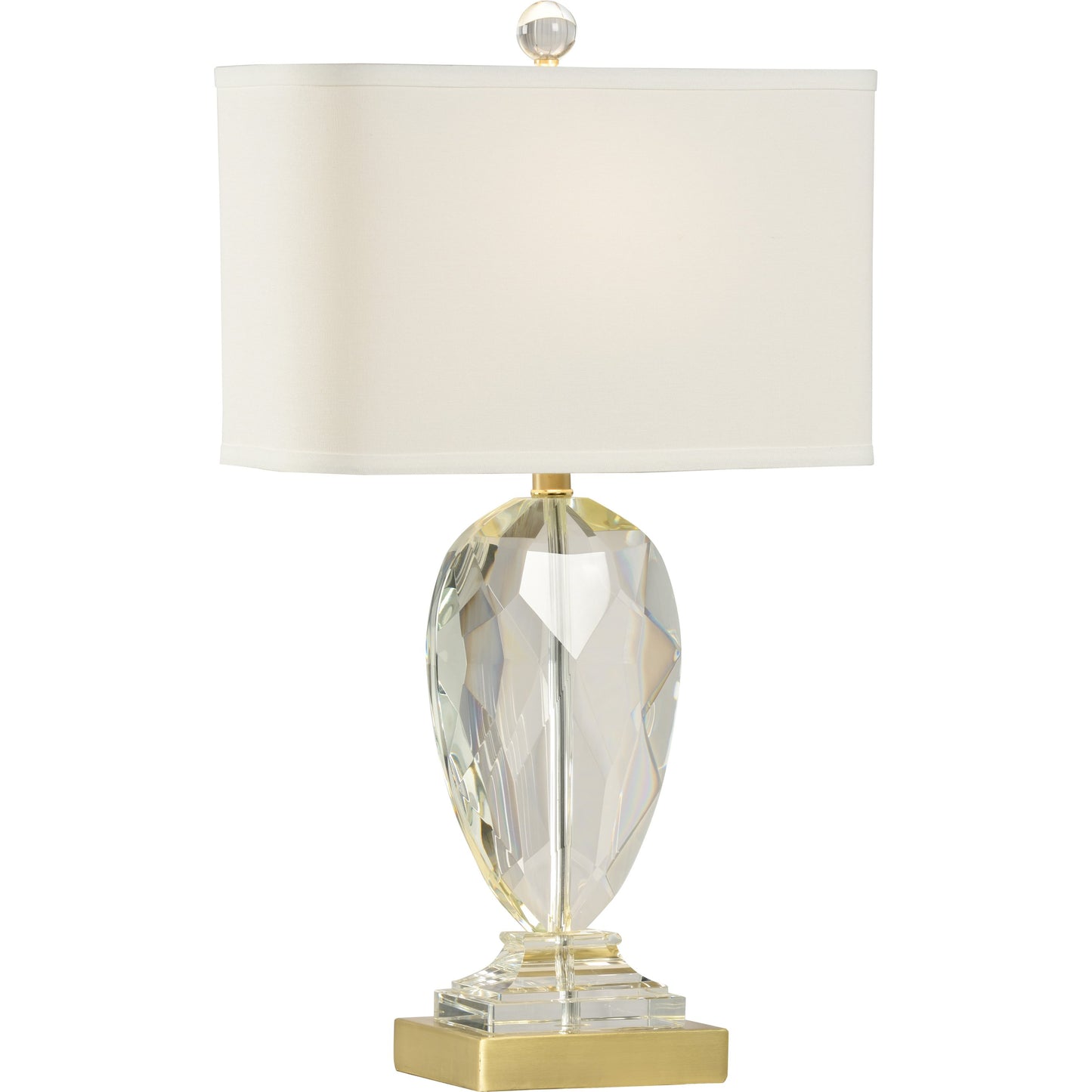 001 SR-385046 | Primary Silo | Christal Lamp by Wildwood in clear, brass. Made from crystal in a transitional style.
