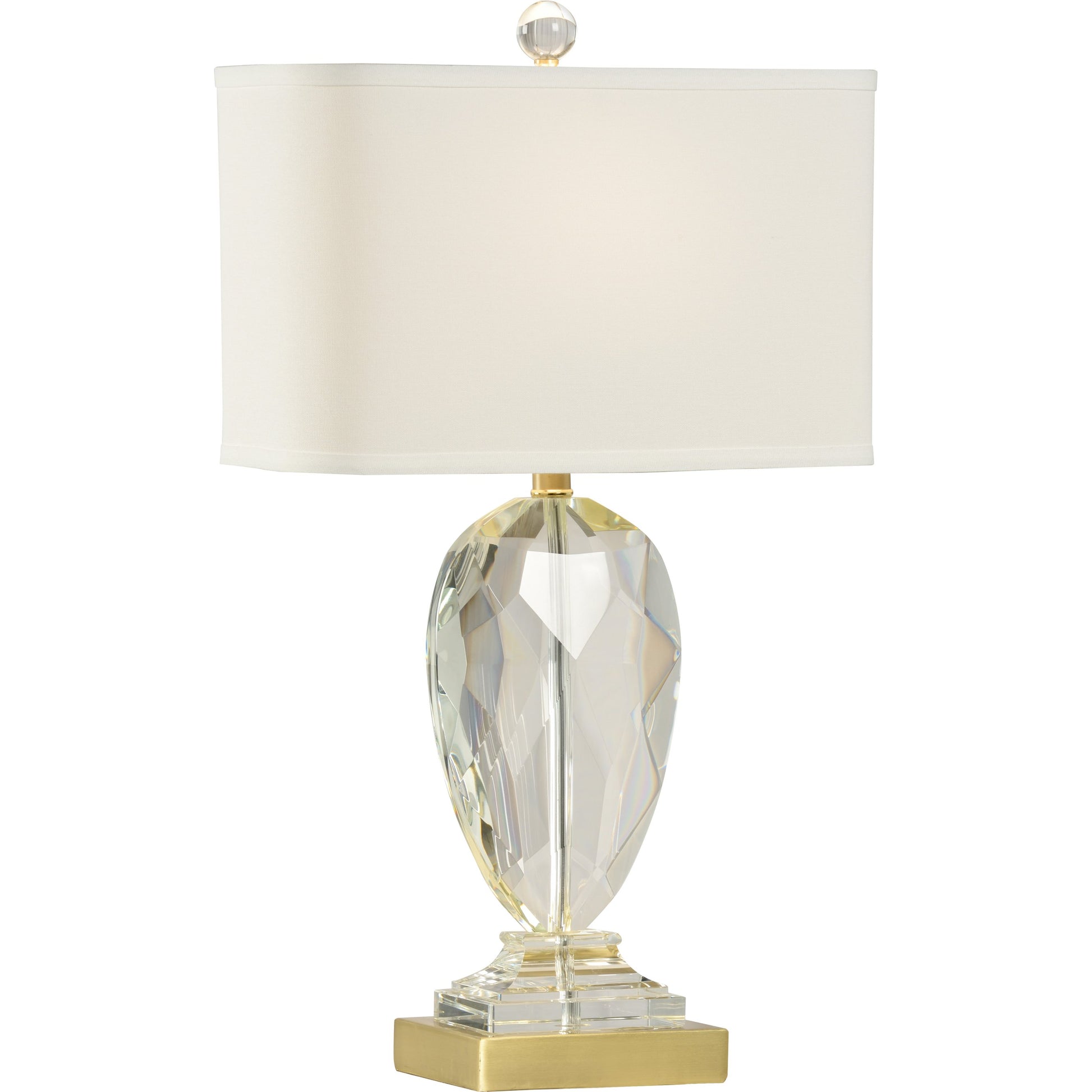 Christal Lamp by Wildwood in clear, brass. Made from crystal in a transitional style.