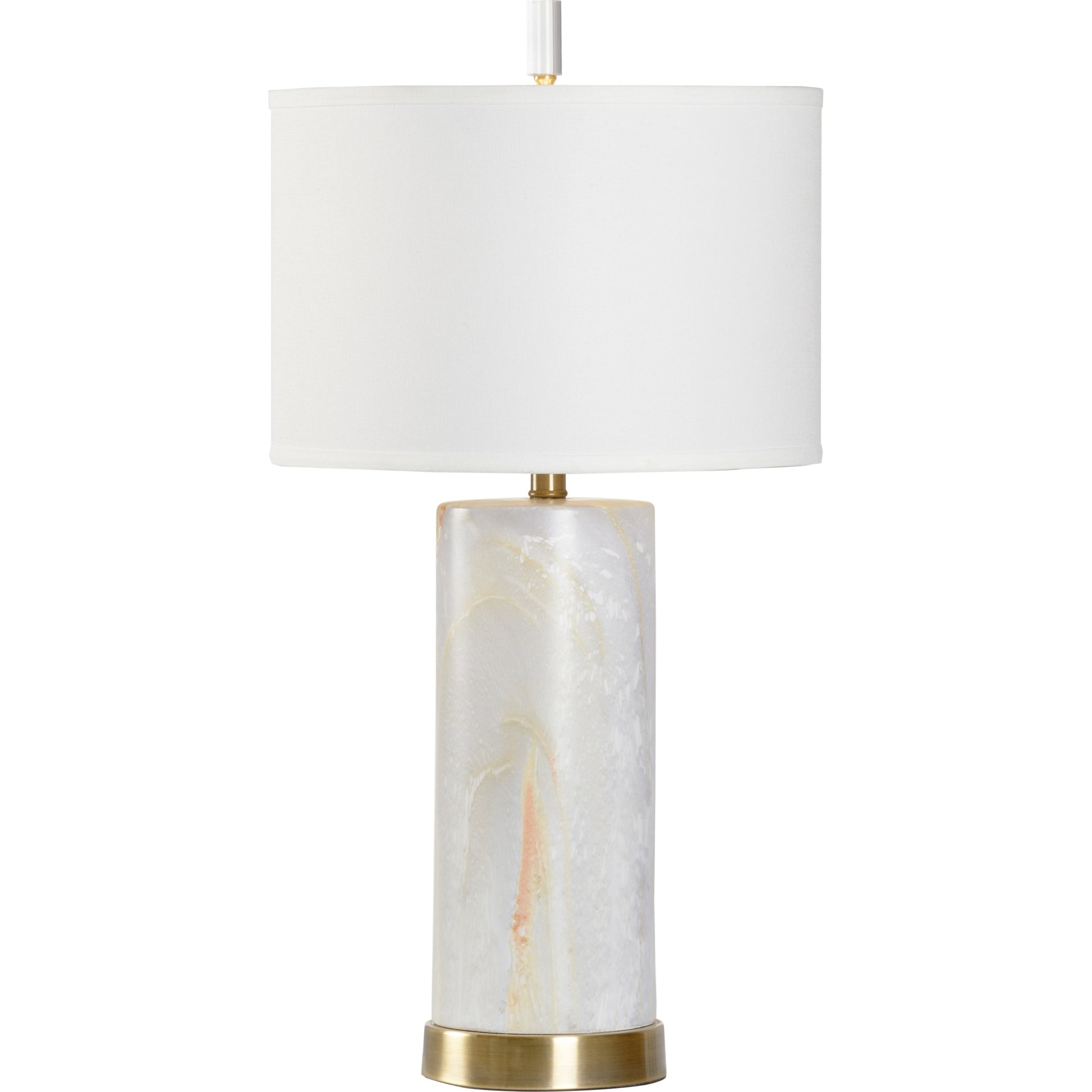 Scranton Lamp by Wildwood in faux marble glaze, antique brass. Made from ceramic in a modern style.