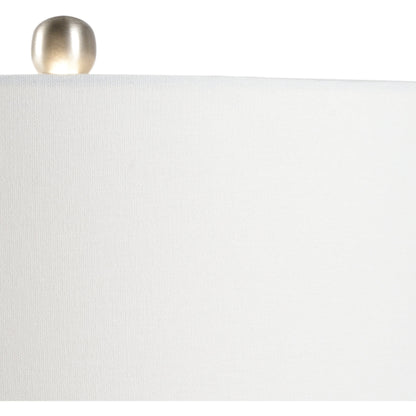 Maui Lamp by Wildwood in blue, green glaze, brushed nickel. Made from ceramic in a coastal style.