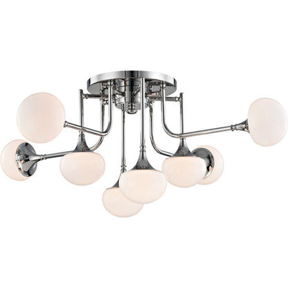 Fleming Semi Flush by Hudson Valley in aged brass. Made from steel in a modern style.