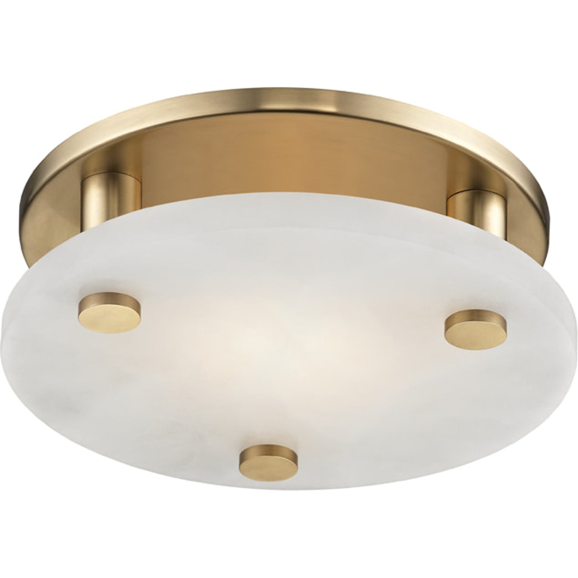 Croton Led Flush Mount by Hudson Valley in aged brass. Made from steel in a modern style.