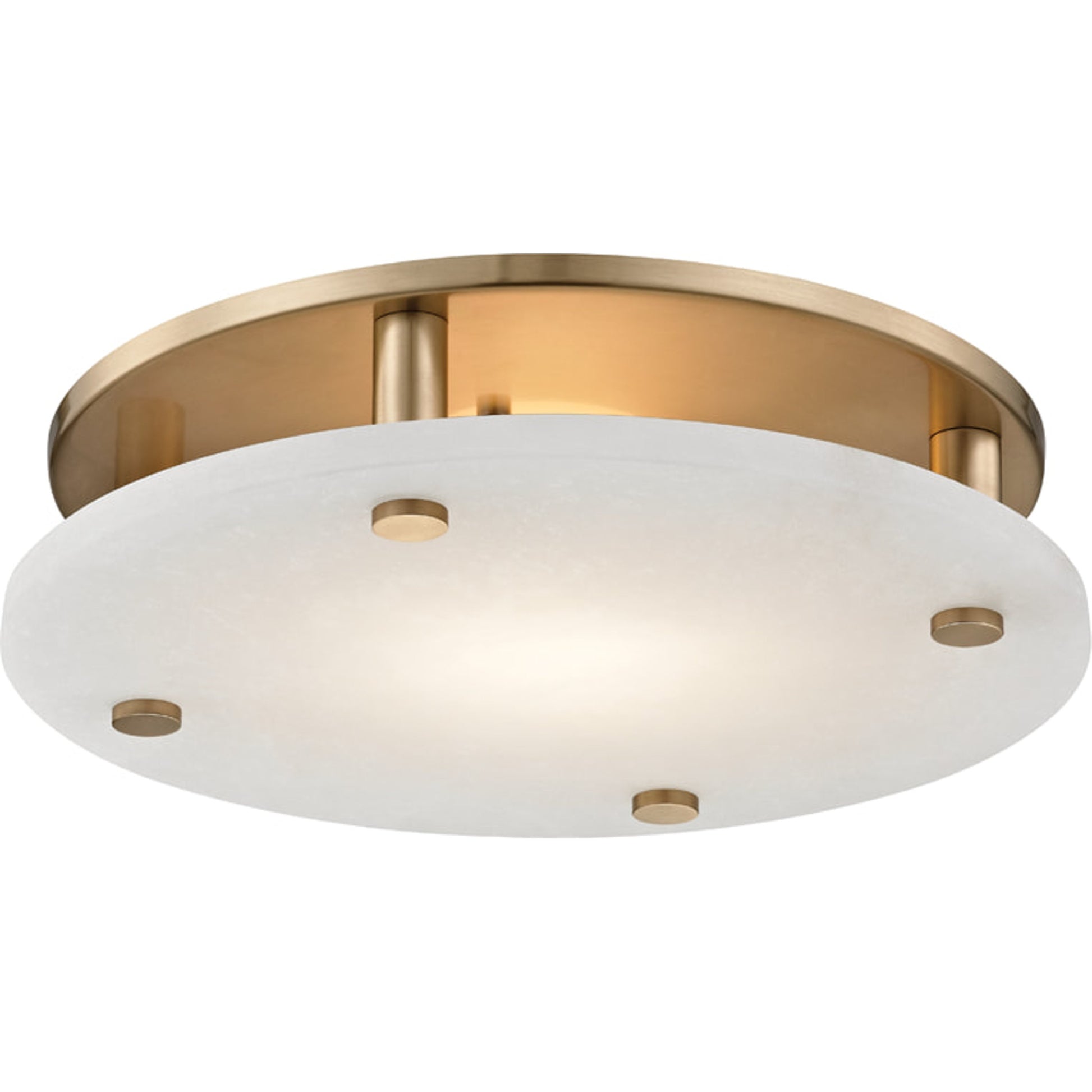 Croton Led Flush Mount by Hudson Valley in aged brass. Made from steel in a modern style.
