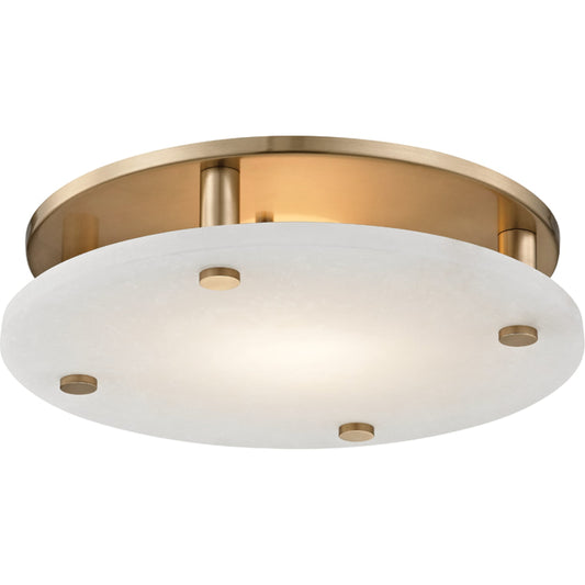 Croton Led Flush Mount by Hudson Valley in aged brass. Made from steel in a modern style.