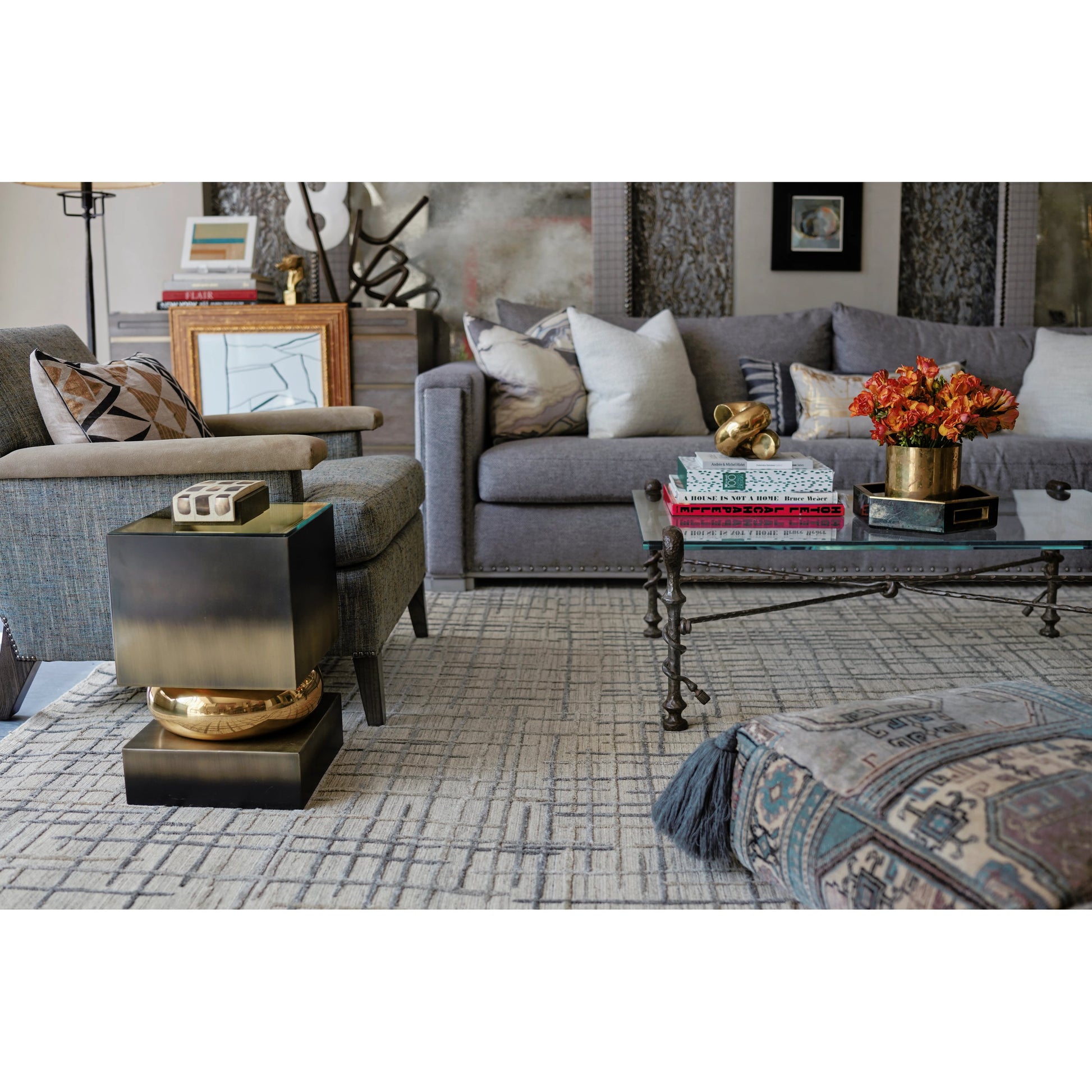 Kirkwood Transitional Rug - T08T8001 by Thom Felicia by Feizy Rugs in tan, silver. Made from viscose, wool in a unique style.