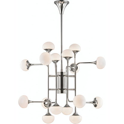 Fleming Chandelier by Hudson Valley in aged brass. Made from steel in a modern style.