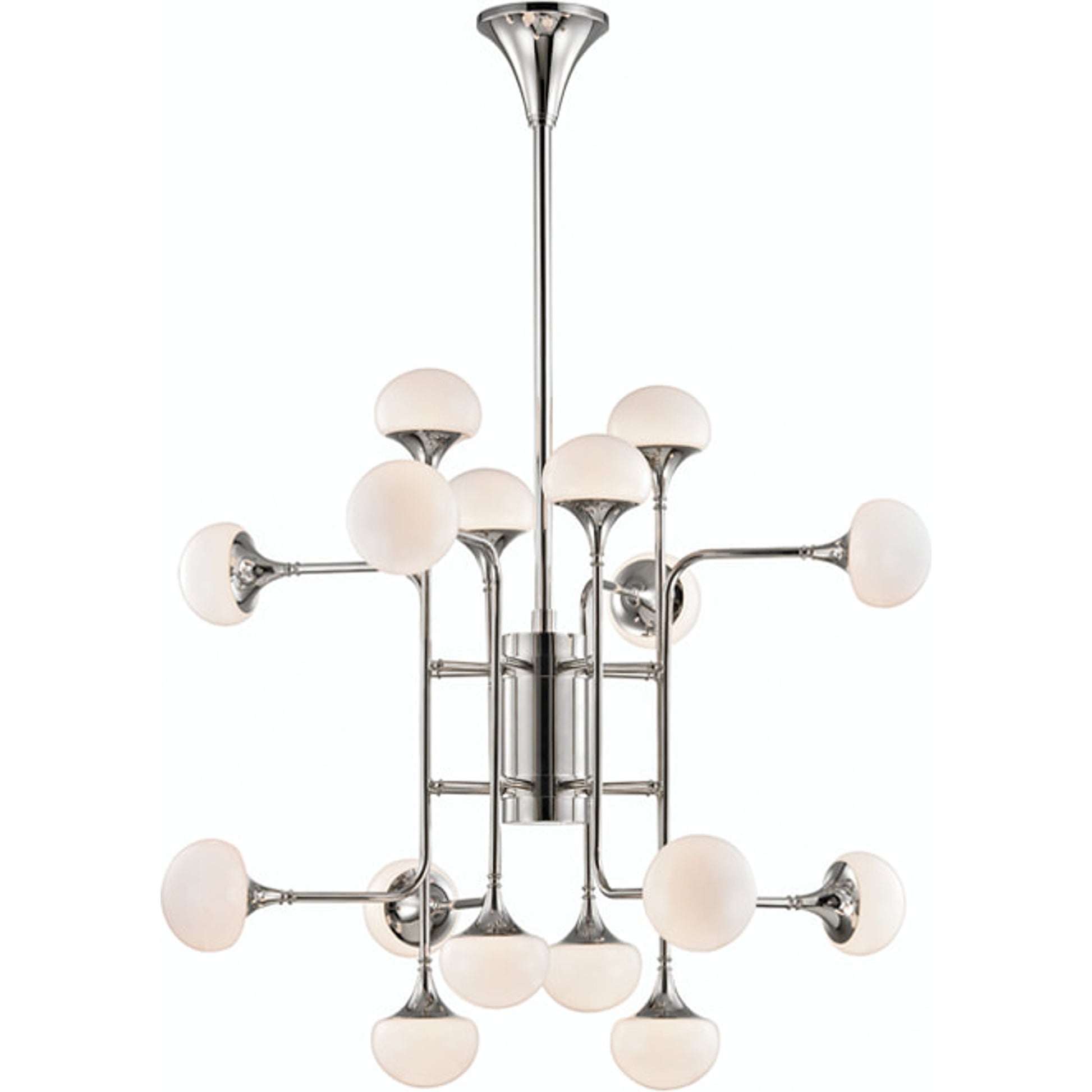 Fleming Chandelier by Hudson Valley in aged brass. Made from steel in a modern style.