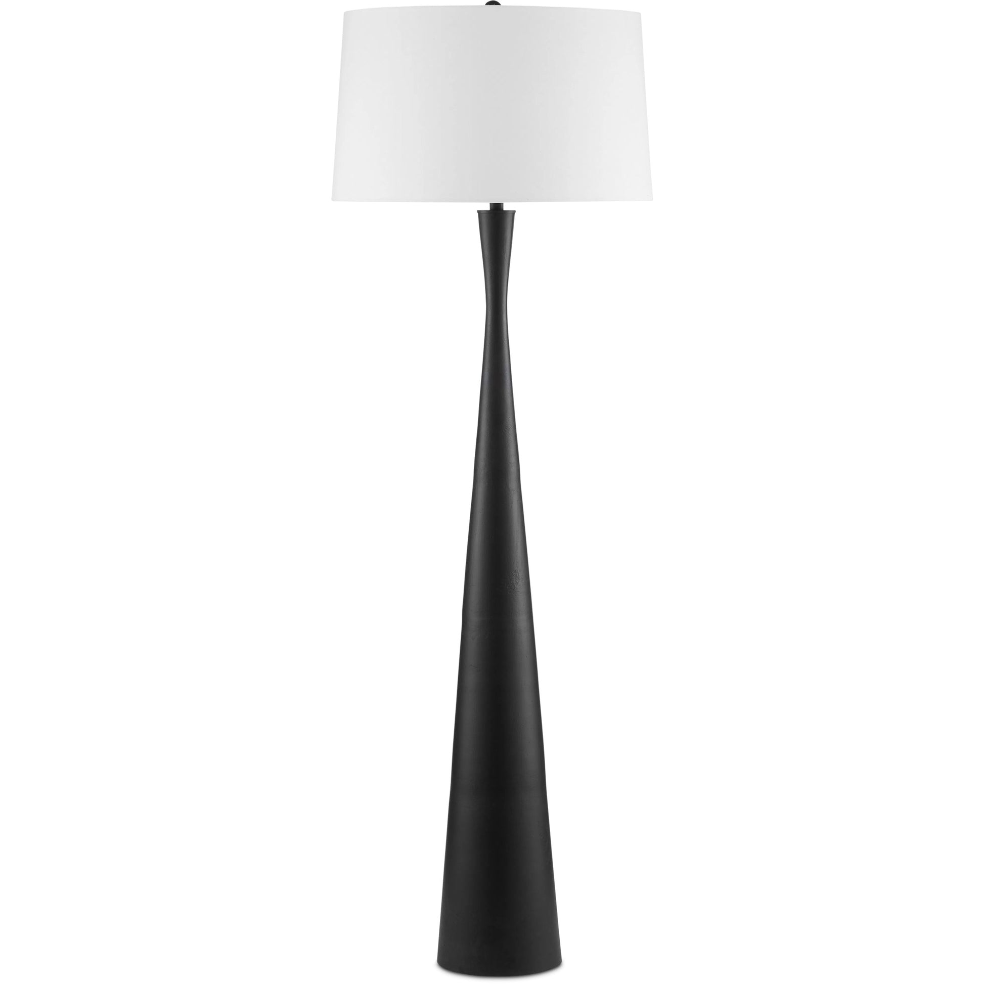 Montenegro Floor Lamp by Currey and Company in matte black. Made from cast aluminum in a traditional style.