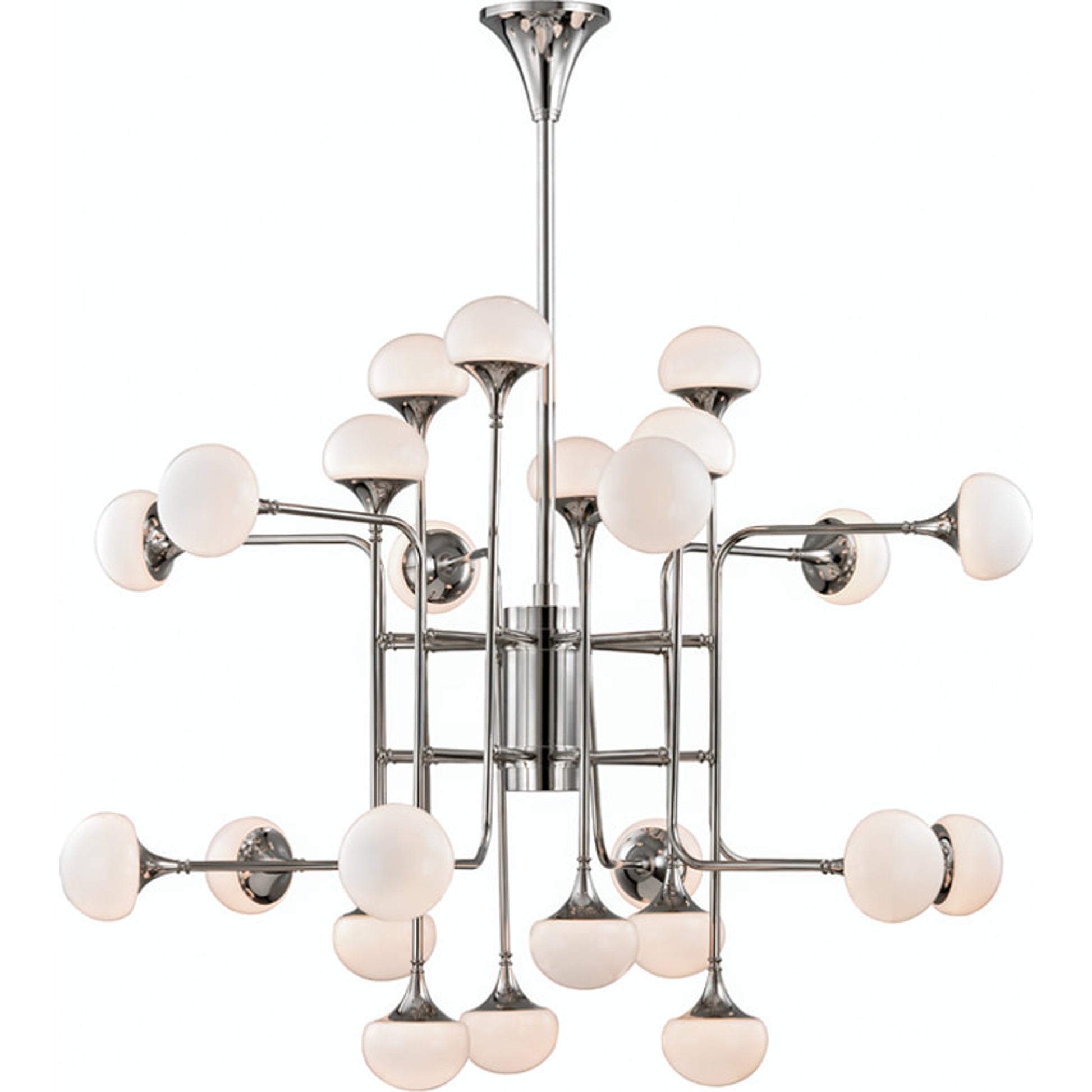 Fleming Chandelier by Hudson Valley in aged brass. Made from steel in a modern style.