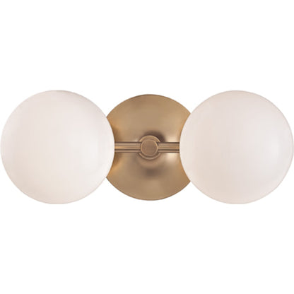 Fleming Bath Bracket Light by Hudson Valley in aged brass. Made from steel in a modern style.