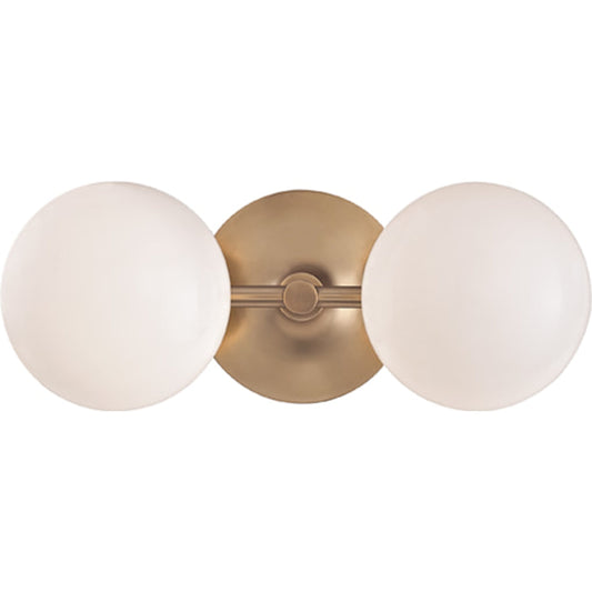 Fleming Bath Bracket Light by Hudson Valley in aged brass. Made from steel in a modern style.