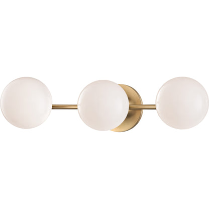 Fleming Bath Bracket Light by Hudson Valley in aged brass. Made from steel in a modern style.