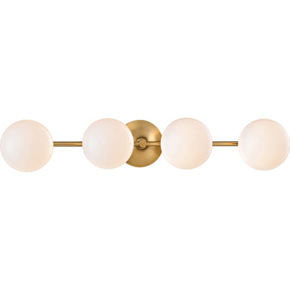 Fleming Bath Bracket Light by Hudson Valley in aged brass. Made from steel in a modern style.