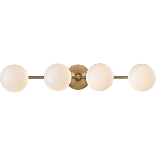 Fleming Bath Bracket Light by Hudson Valley in aged brass. Made from steel in a modern style.