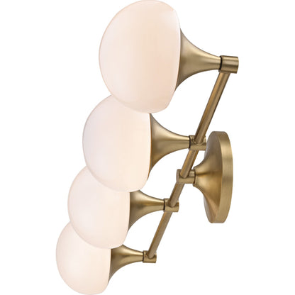 Fleming Bath Bracket Light by Hudson Valley in aged brass. Made from steel in a modern style.