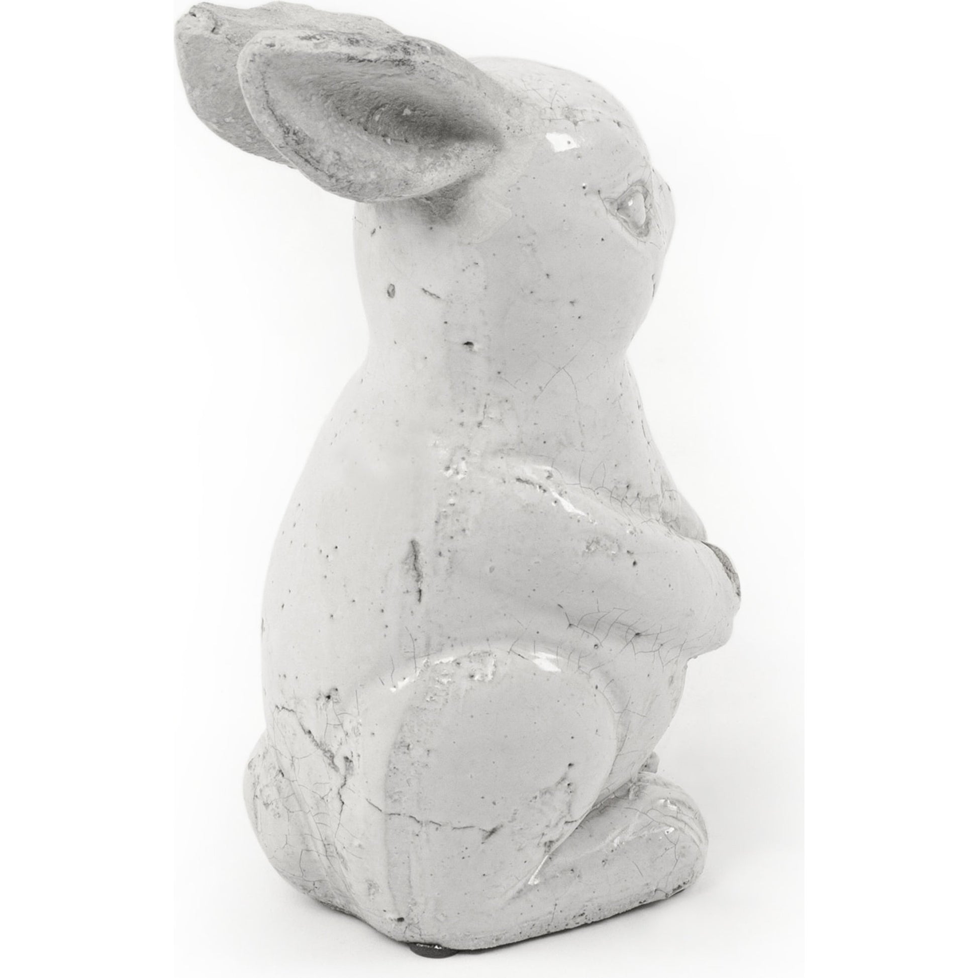 Ceramic Rabbit II by Zentique in distressed white and ceramic. Made from ceramic in a cottage & farmhouse style.