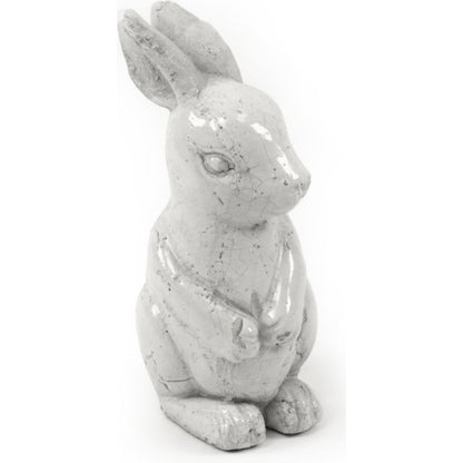 Ceramic Rabbit II by Zentique in distressed white and ceramic. Made from ceramic in a cottage & farmhouse style.