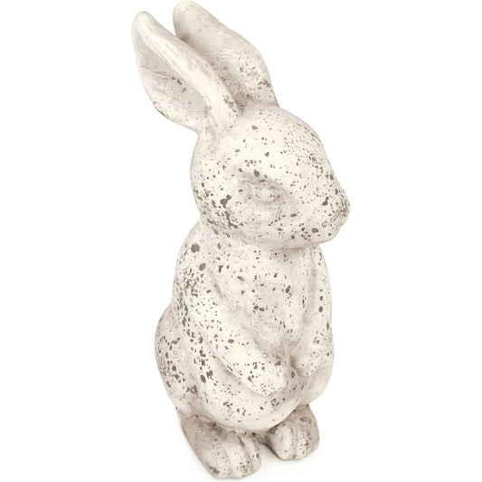 Rabbit by Zentique in distressed grey wash. Made from ceramic in a modern style.