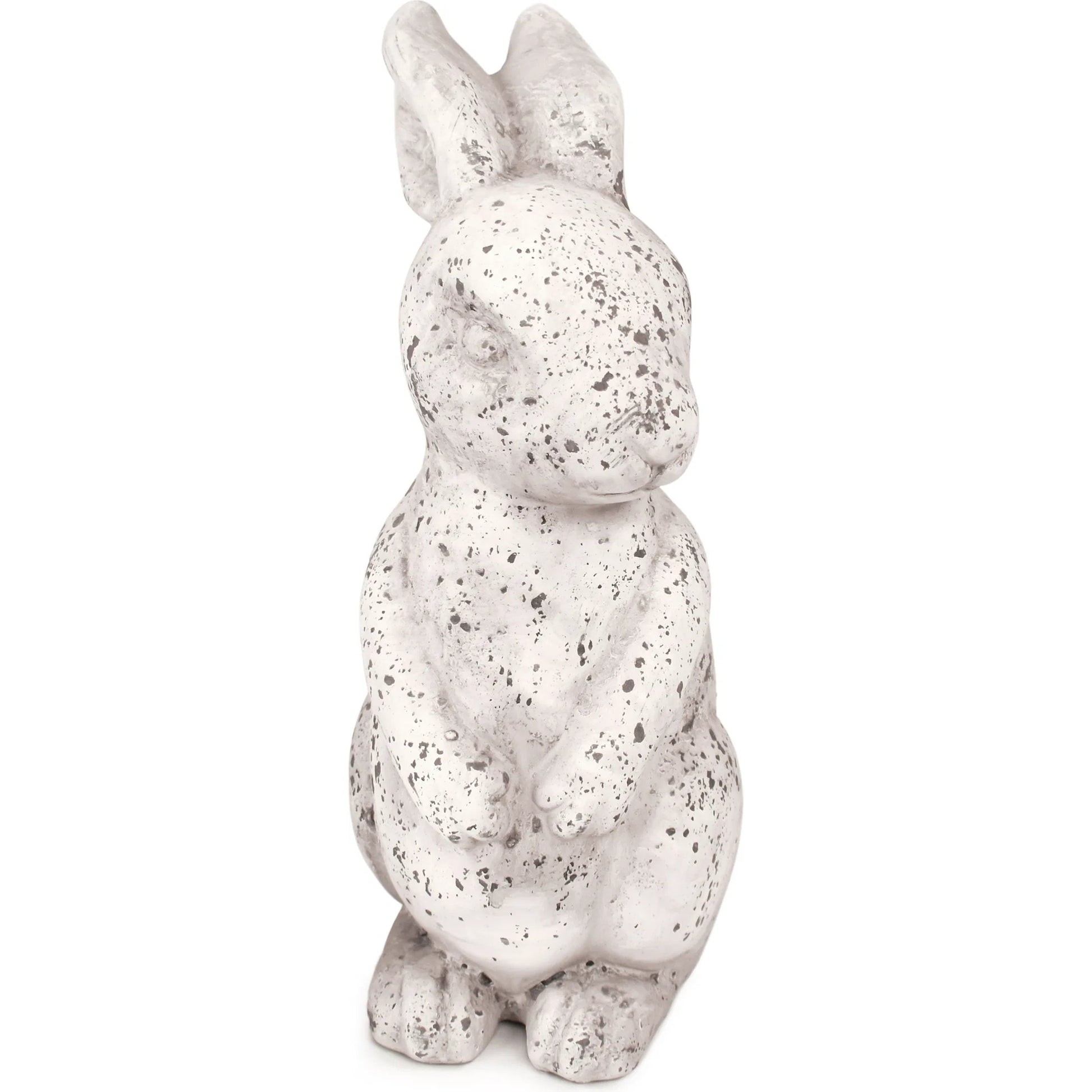 Rabbit by Zentique in distressed grey wash. Made from ceramic in a modern style.
