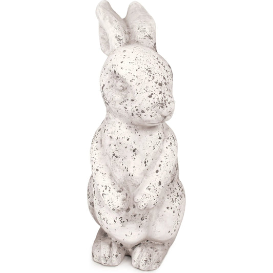Rabbit by Zentique in distressed grey wash. Made from ceramic in a modern style.