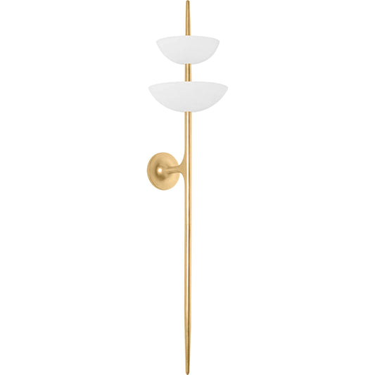Evander Wall Sconce by Corbett in vintage gold leaf, gesso white. Made from iron in a unique style.