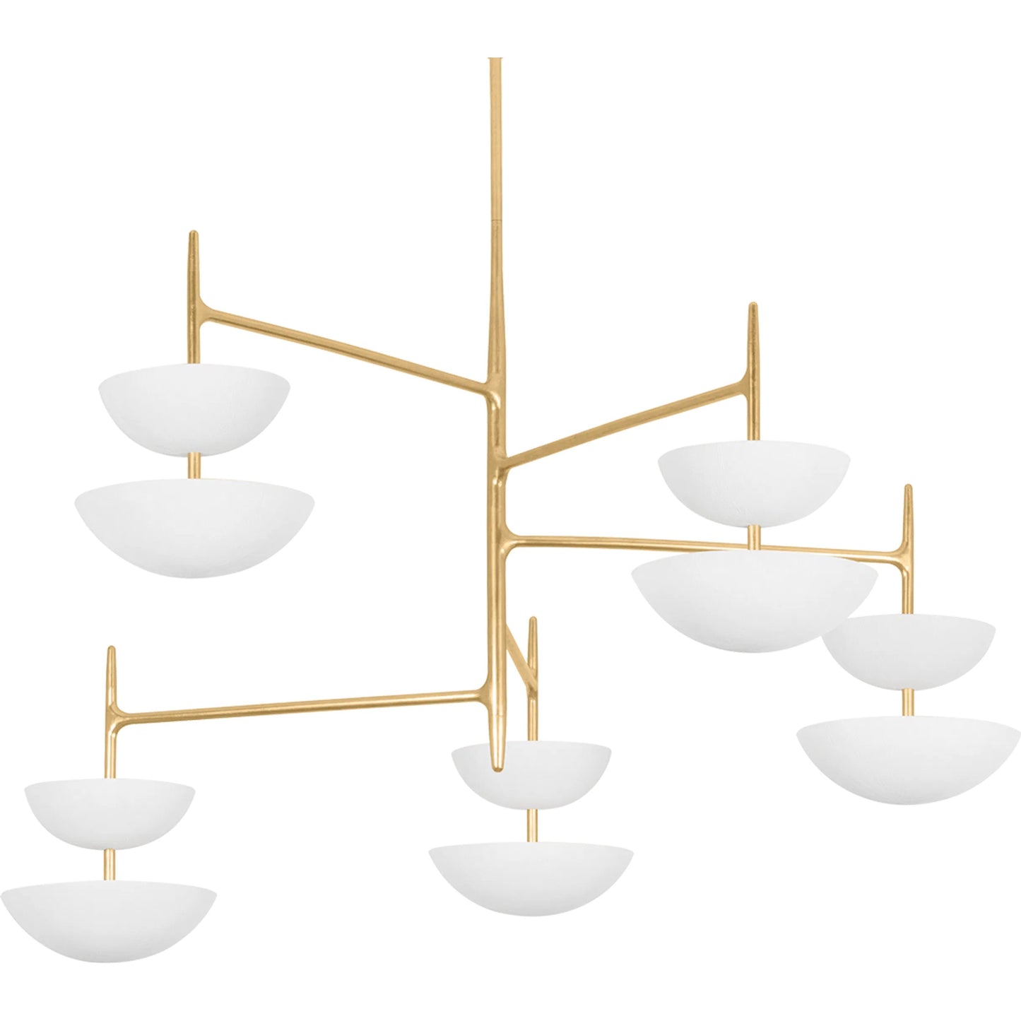 001 SI-2327933 | Primary Silo | Evander 10-Light Chandelier by Corbett in vintage gold leaf, gesso white. Made from iron in a modern style.