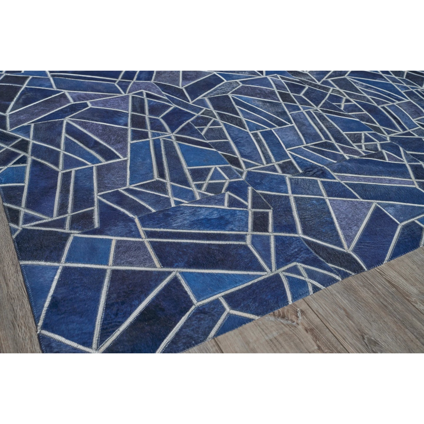 002 SI-2384273,SI-2384274 | Additional Silo | Natural Hide 4780 Rug by Exquisite Rugs in blue, ivory. Made from leather hide in a unique style.