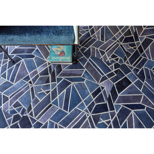 Natural Hide 4780 Rug by Exquisite Rugs in blue, ivory. Made from leather hide in a unique style.