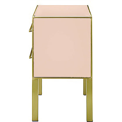 Arden Chest by Currey and Company in ivory, satin brass. Made from reverse painted glass, brass, solid hardwood, faux suede in a traditional style.