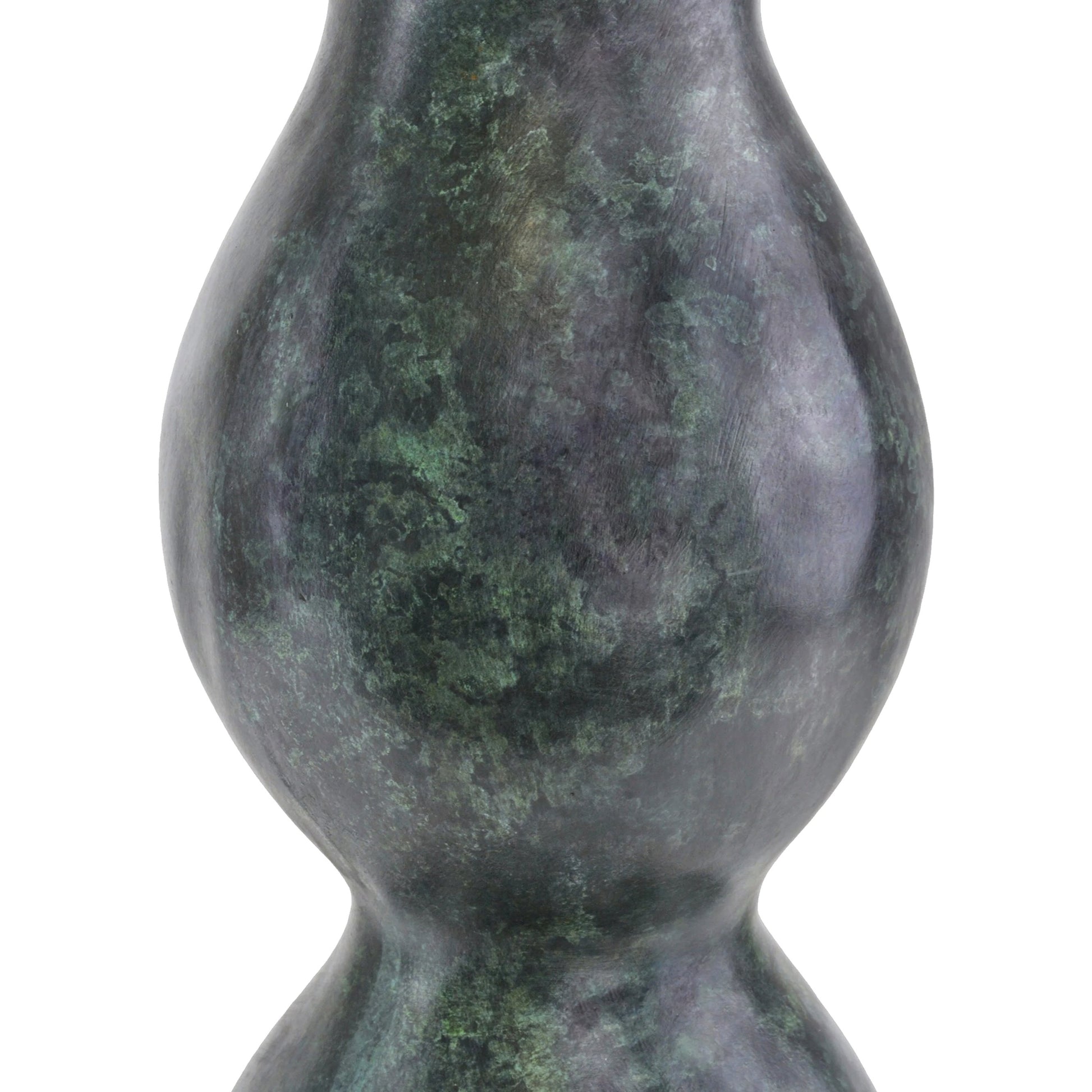 Luganzo Bronze Vase by Currey and Company in jade green, gold. Made from bronze in a modern style.