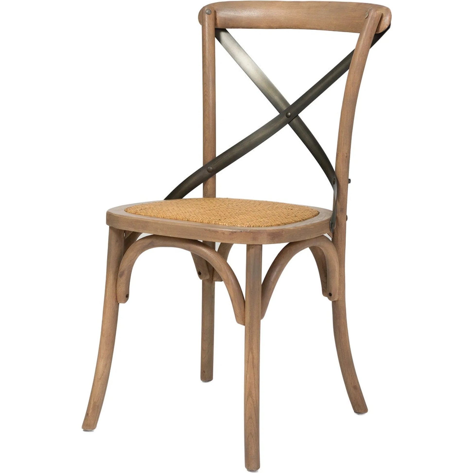 Cross Back Dining Chair by LH Imports. Made from elm, rattan, iron in a modern style.