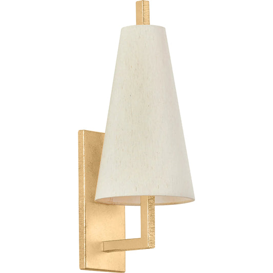 Tirana Wall Sconce by Corbett in vintage gold leaf. Made from iron in a unique style.