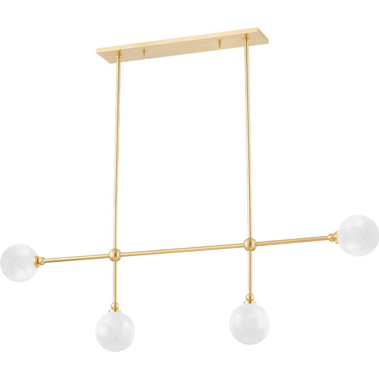 Andrews 4 Light Island Light by Hudson Valley in aged brass. Made from steel in a modern style.