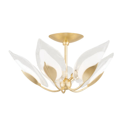 Blossom Semi Flush by Hudson Valley. Made from brass in a cottage & farmhouse style.