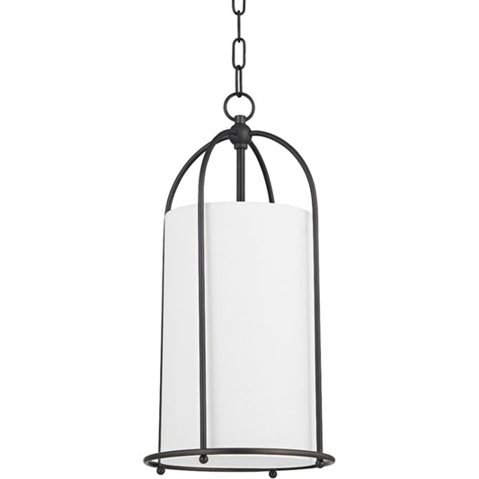 Orlando Lantern by Hudson Valley in black brass. Made from steel in a transitional style.